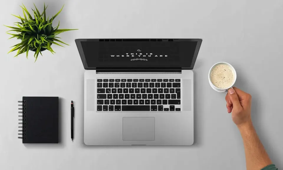 laptop, office, hand, writing